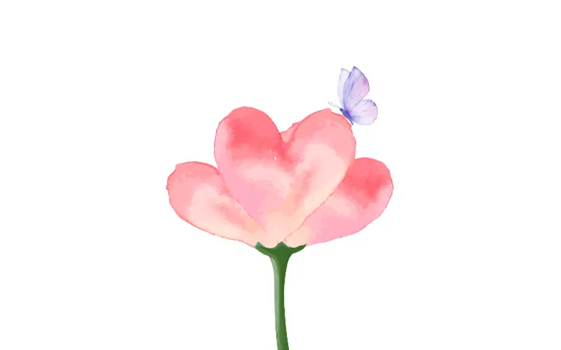 ハートの花に止まる蝶。偶然の出会いが運命へと変わっていく瞬間を描いた甘恋帖のイメージビジュアル。
