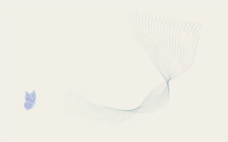 感情が先に動き、気持ちが見えないまま関係が進んでいく様子を、やさしい流線と蝶で表現したイメージ