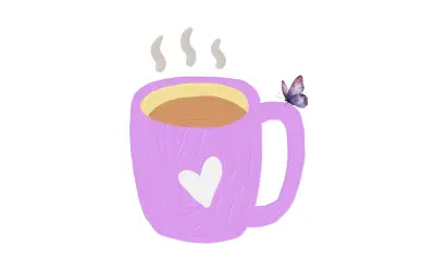お気に入りのマグカップに暖かいコーヒーが入っている、ほっこりするひとこま