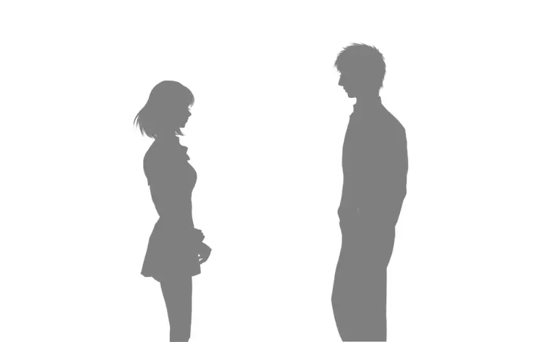 こはるとかなたが出会ったばかりの瞬間を表現したシルエット｜ほんの数秒で心の距離が変わる恋のはじまりのイメージ