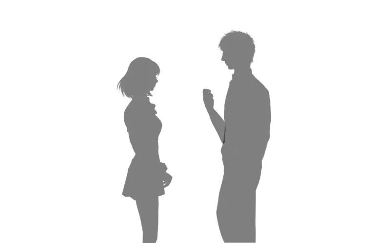 こはるとかなたの距離が少し近づき会話が生まれた瞬間のシルエット｜日常の中で恋が動き出す小さな変化を表現したイメージ